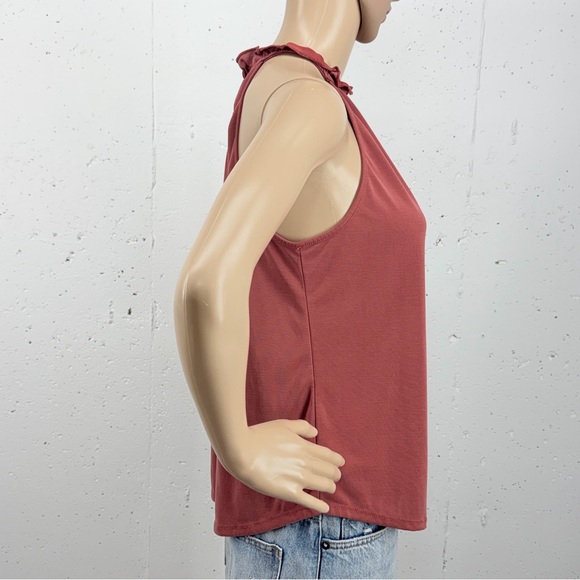 Green Envelope Size Small Brick Red Halter Sleeveless Blouse Tank Top - Picture 5 of 12